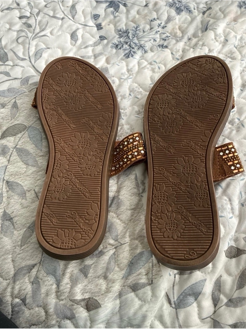 Yellow box Brown Jeweled Double-Strap Slide Sandals - Women's size 7 - Picture 4 of 5